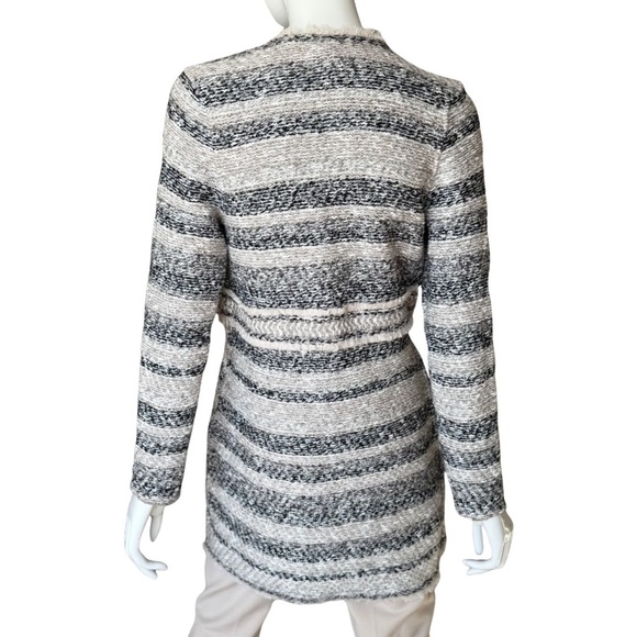 Chicos Elyse Cardigan Cream, Taupe, and Black Textured Pattern Topper Size Zero - Picture 3 of 4